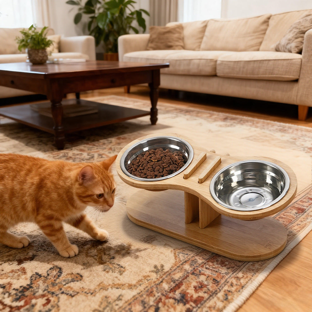 Discover the Adjustable Tilted Pet Stand With A Feeding Bowl